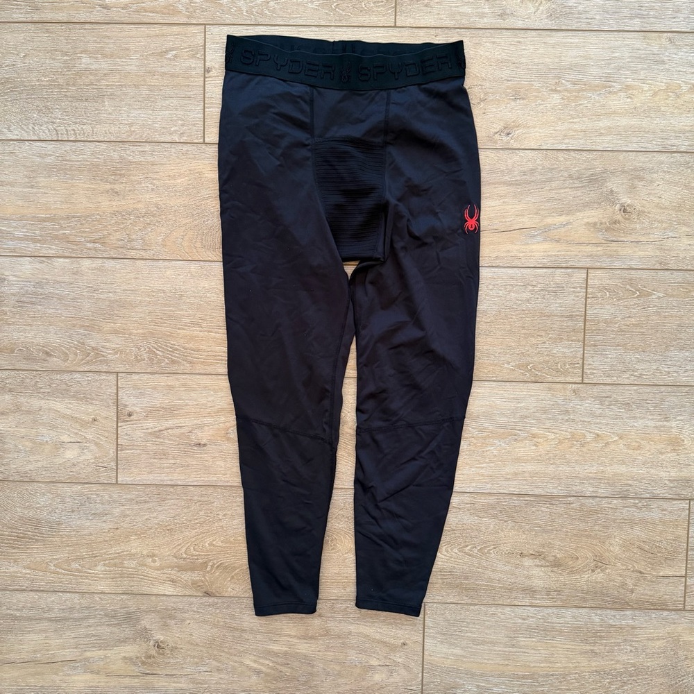 Spyder Active ProWeb‎ black stretch baselayer pants Black Mens Large Athletic